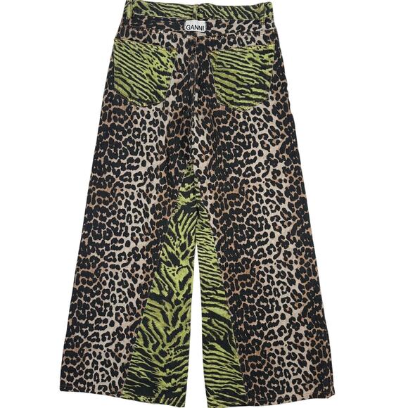 Ganni Animal-Print Wide Leg Jeans Women’s US 27 Baggy 100% Cotton - Picture 5 of 10
